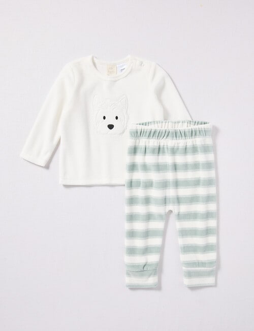 Little Bundle Scotty Dog Velour Set, 2-Piece,White & Green product photo