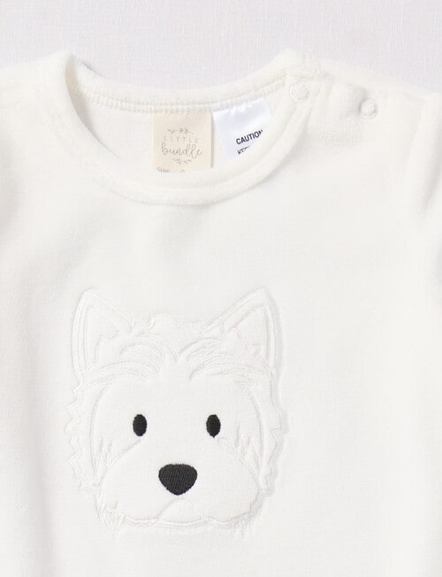 Little Bundle Scotty Dog Velour Set, 2-Piece,White & Green product photo View 02 L
