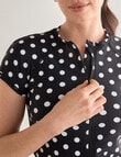 Zest Resort Short Sleeve Zip Rash Top, Black Polka Dot product photo View 05 S