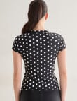 Zest Resort Short Sleeve Zip Rash Top, Black Polka Dot product photo View 08 S