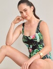 Zest Resort Square Neck Forest Swimsuit, Black & Green product photo