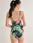 Zest Resort Square Neck Forest Swimsuit, Black & Green product photo View 02 S