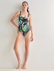 Zest Resort Square Neck Forest Swimsuit, Black & Green product photo View 03 S