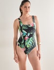 Zest Resort Square Neck Forest Swimsuit, Black & Green product photo View 05 S