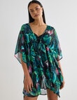Zest Resort Chiffon Kaftan, Black & Green product photo