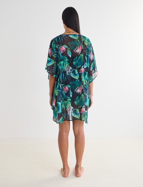 Zest Resort Chiffon Kaftan, Black & Green product photo View 02 L