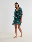 Zest Resort Chiffon Kaftan, Black & Green product photo View 03 S