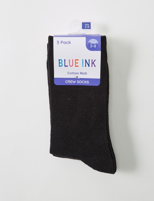Blue Ink Cotton Rich Crew Sock, 3-Pack, Black product photo View 02 L