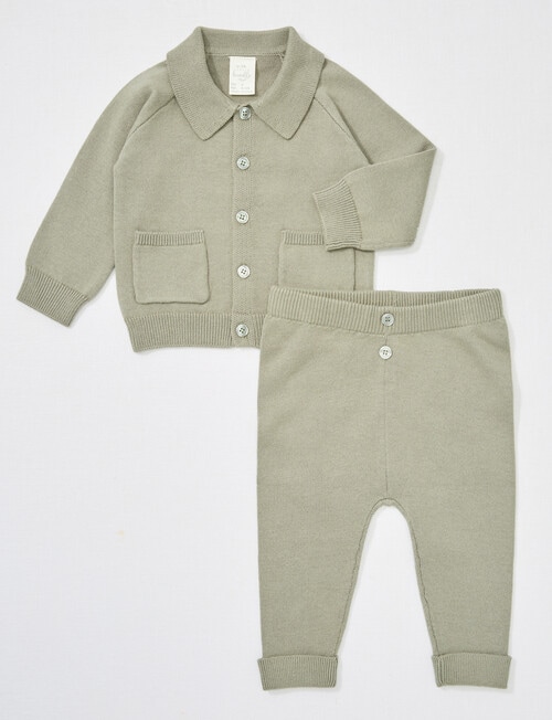 Little Bundle Safari Friends Knit Set, 2-Piece, Moss product photo