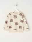 Teeny Weeny Crew Neck Knitted Top, Oat Marle product photo
