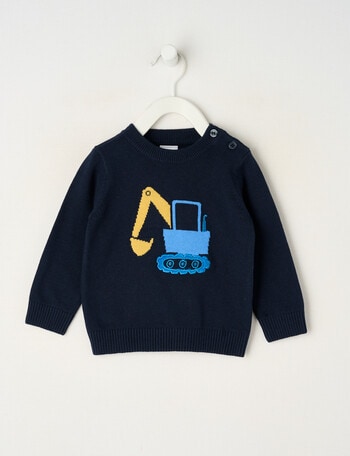 Teeny Weeny Digger Crew Neck Knitted top, Navy product photo