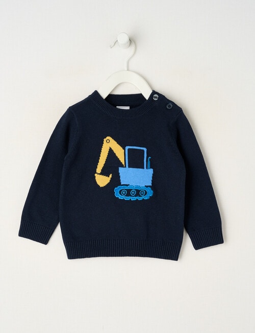 Teeny Weeny Digger Crew Neck Knitted top, Navy product photo