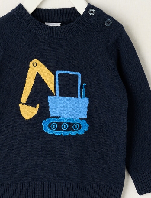 Teeny Weeny Digger Crew Neck Knitted top, Navy product photo View 02 L