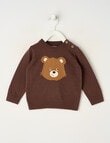 Teeny Weeny Bear Crew Neck Knitted Top, Sepia product photo