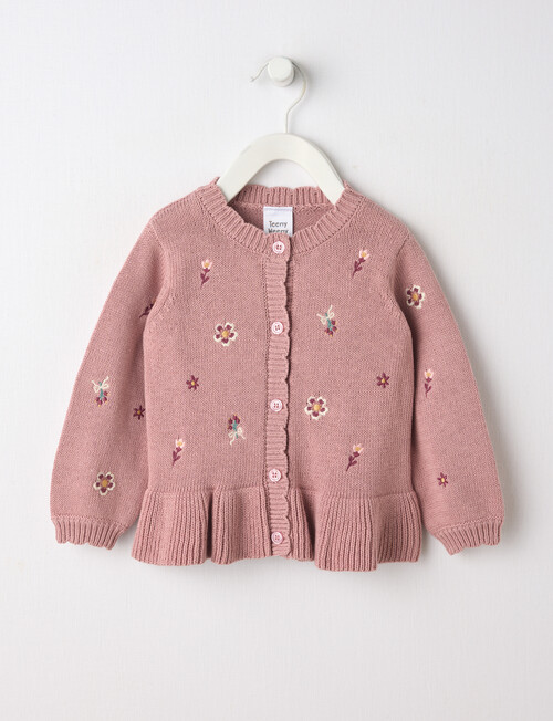 Teeny Weeny Butterflies and Bows Play Crew Flower Cardigan, Pink product photo