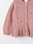 Teeny Weeny Butterflies and Bows Play Crew Flower Cardigan, Pink product photo View 02 S