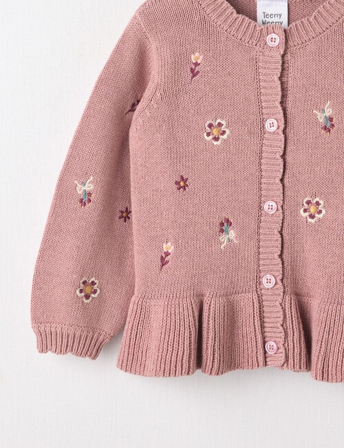 Teeny Weeny Butterflies and Bows Play Crew Flower Cardigan, Pink product photo View 02 L