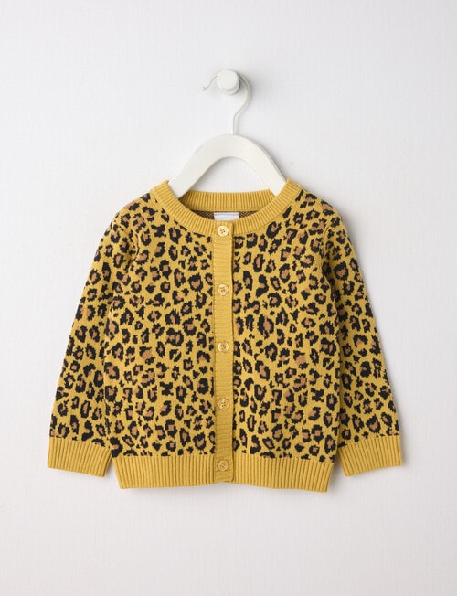 Teeny Weeny Butterflies and Bows Play Crew Leopard Cardigan, Yellow product photo