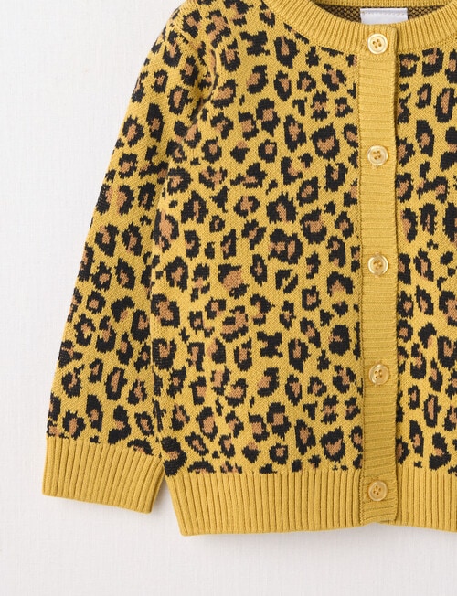 Teeny Weeny Butterflies and Bows Play Crew Leopard Cardigan, Yellow product photo View 02 L