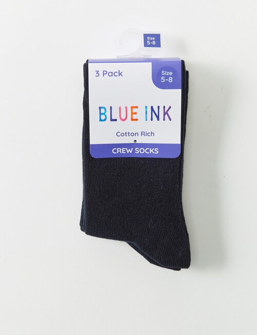 Blue Ink Cotton Rich Crew Sock, 3-Pack, Navy product photo View 02 L