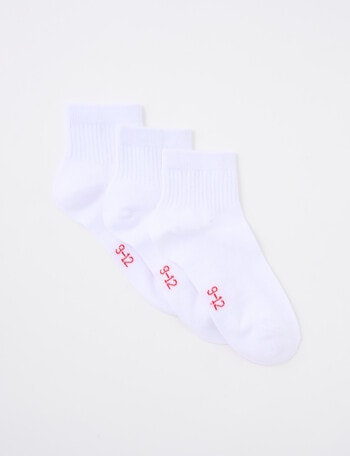 Blue Ink Cotton Rich Quarter Crew Sock, 3 Pack, White product photo