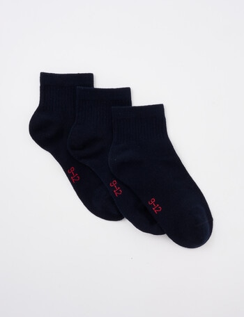 Blue Ink Cotton Rich Quarter Crew Sock, 3 Pack, Navy product photo