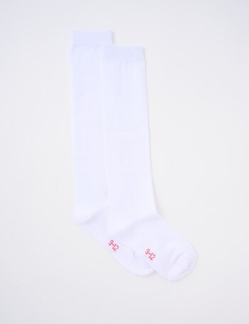 Blue Ink Cotton Rich Knee High Sock, 2 Pack, White product photo