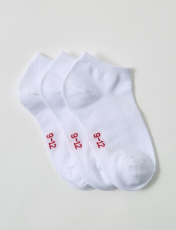 Blue Ink Cotton Rich Anklet Sock, 3-Pack, White product photo