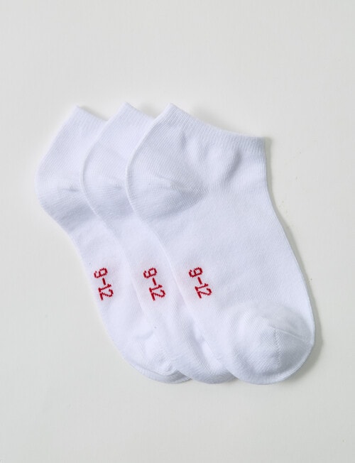 Blue Ink Cotton Rich Anklet Sock, 3-Pack, White product photo