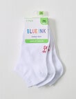 Blue Ink Cotton Rich Anklet Sock, 3-Pack, White product photo View 02 S