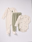 Little Bundle Safari Friends Sleep Set, 3-Piece, Beige & Green product photo