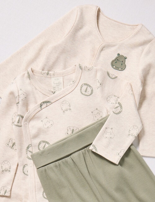 Little Bundle Safari Friends Sleep Set, 3-Piece, Beige & Green product photo View 02 L
