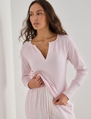Mineral Sleep Henley Top, Soft Pink product photo