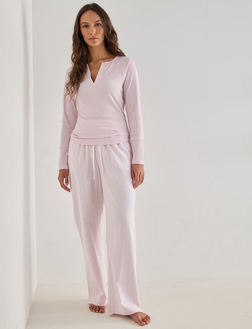 Mineral Sleep Henley Top, Soft Pink product photo View 03 L
