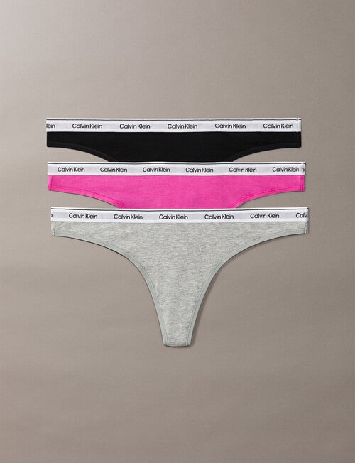 Calvin Klein Icon Logo Thong, 3-Pack, Black, Grey & Orchid product photo