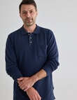 Chisel Mini Waffle Long Sleeve Polo Shirt, Dark Blue product photo