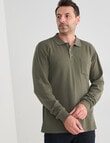 Chisel Mini Waffle Long Sleeve Polo Shirt, Khaki product photo