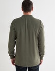 Chisel Mini Waffle Long Sleeve Polo Shirt, Khaki product photo View 02 S