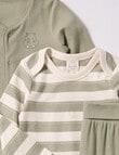 Little Bundle Safari Friends Moss Rib Sleep Set, 3-Piece, Beige & Green product photo View 02 S