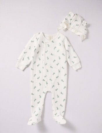 Little Bundle Scotty Dog Quilted Sleep Set, 2-Piece, White & Green product photo