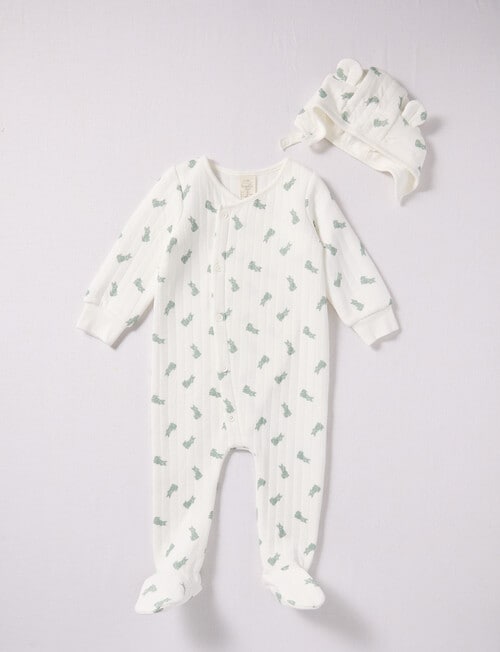 Little Bundle Scotty Dog Quilted Sleep Set, 2-Piece, White & Green product photo