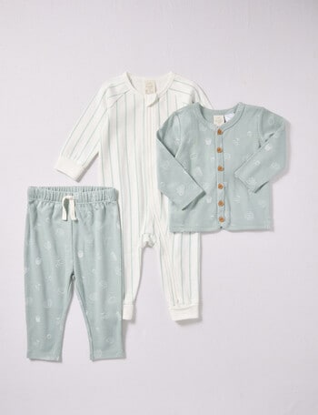 Little Bundle Scotty Dog Sleep Set, 3-Piece, Green & White product photo