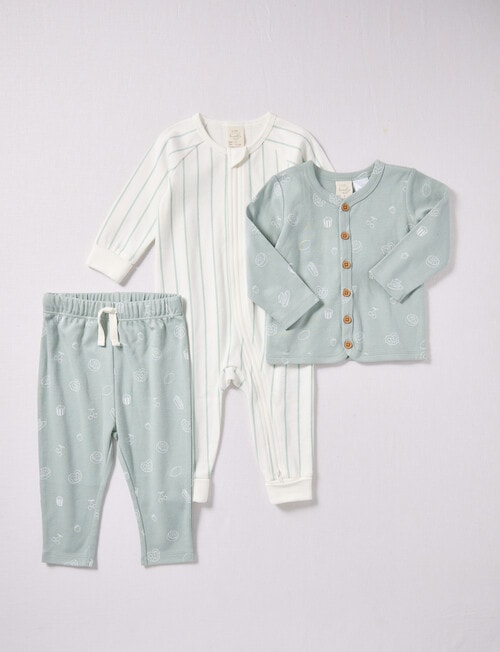Little Bundle Scotty Dog Sleep Set, 3-Piece, Green & White product photo