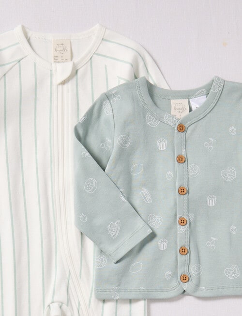 Little Bundle Scotty Dog Sleep Set, 3-Piece, Green & White product photo View 02 L