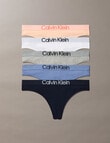 Calvin Klein Cotton Stretch Thong Brief, 5-Pack, White, Grey, Black, Pink & Blue product photo