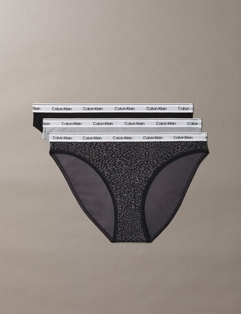 Calvin Klein Icon Logo Bikini Brief, 3-Pack, Black, Grey & Animal product photo