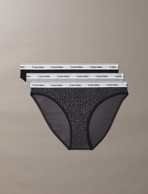 Calvin Klein Icon Logo Bikini Brief, 3-Pack, Black, Grey & Animal product photo