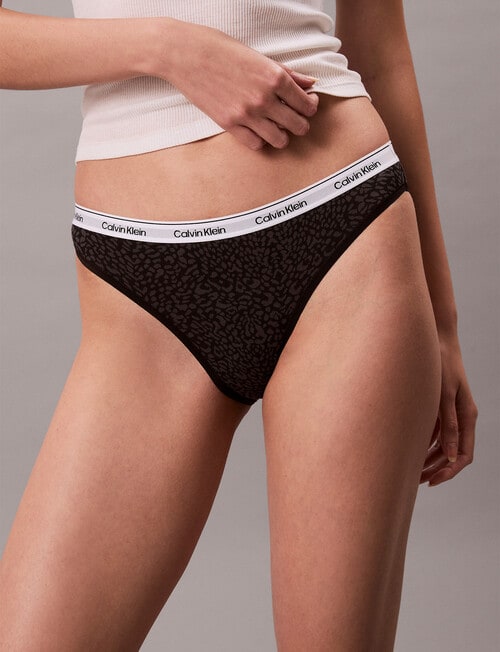 Calvin Klein Icon Logo Bikini Brief, 3-Pack, Black, Grey & Animal product photo View 03 L