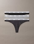 Calvin Klein Icon Logo Thong Brief, 3-Pack, Black, Grey & Animal product photo