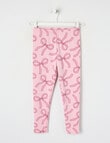 Full Length Bows Cosy Fleece Leggings, Blush product photo